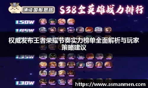 权威发布王者荣耀节奏实力榜单全面解析与玩家策略建议