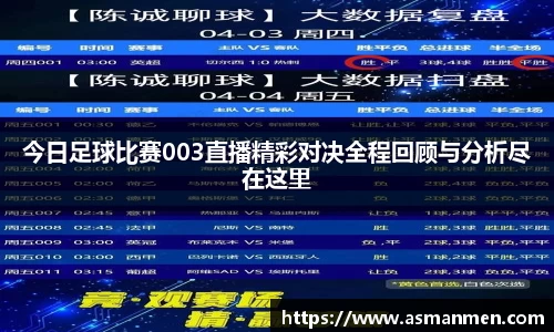 今日足球比赛003直播精彩对决全程回顾与分析尽在这里