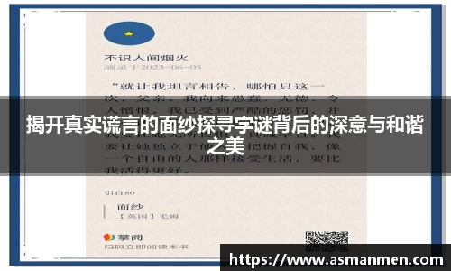揭开真实谎言的面纱探寻字谜背后的深意与和谐之美